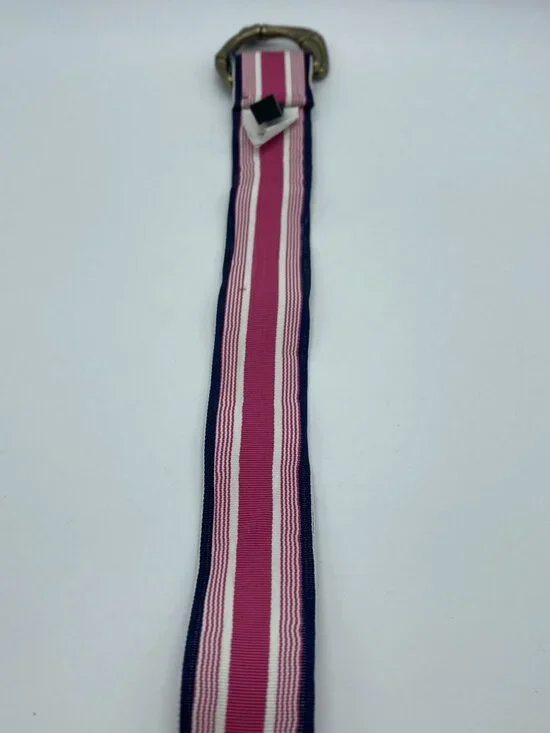 J Crew Pink Blue White Stripe D-Ring Belt Women's Size L End to End 43" - Picture 9 of 14